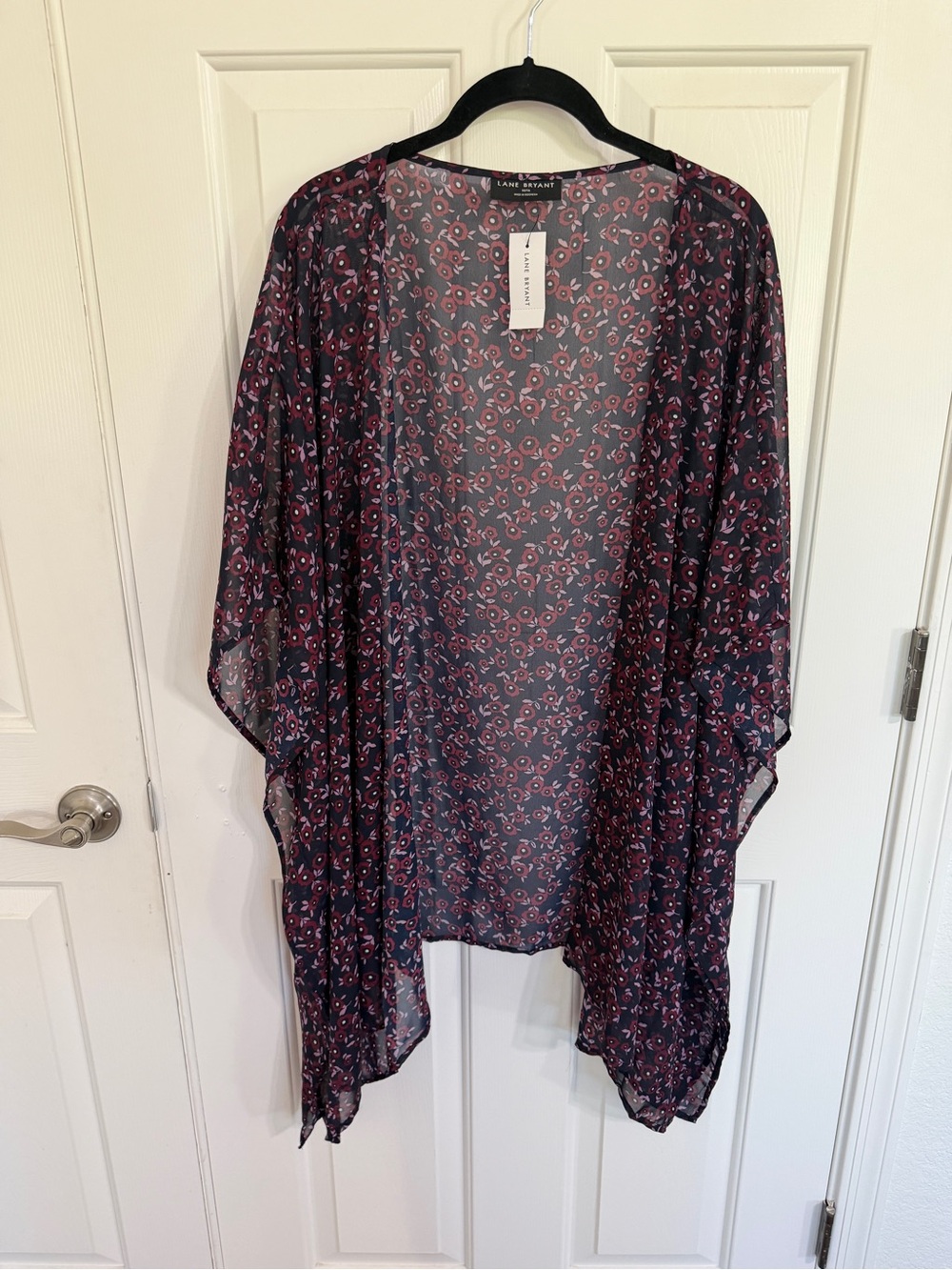 Lane Bryant Navy & Pink Floral Sheer Kimono